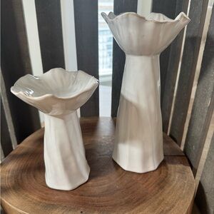 Threshold Sculpted Foliage Taper Candle Holders - crafted from Off-White Ceramic